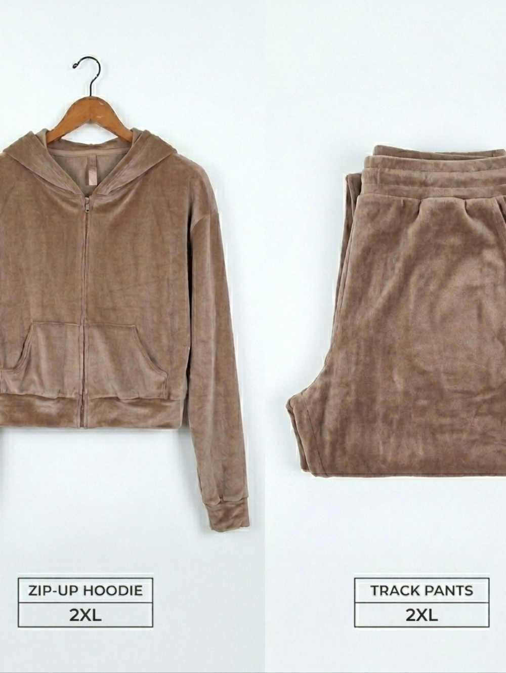SKIMS Velour Set Zip Up Hoodie Track Pants Brown Loungewear Size 2XL